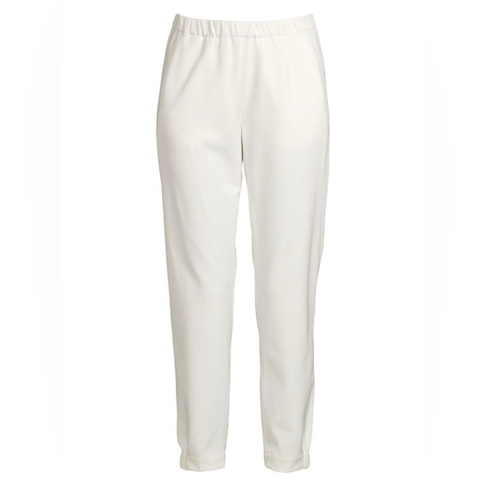 NWT Elie Tahari White Elastic Crepe Jogger Tapered Slacks in Sky White size L